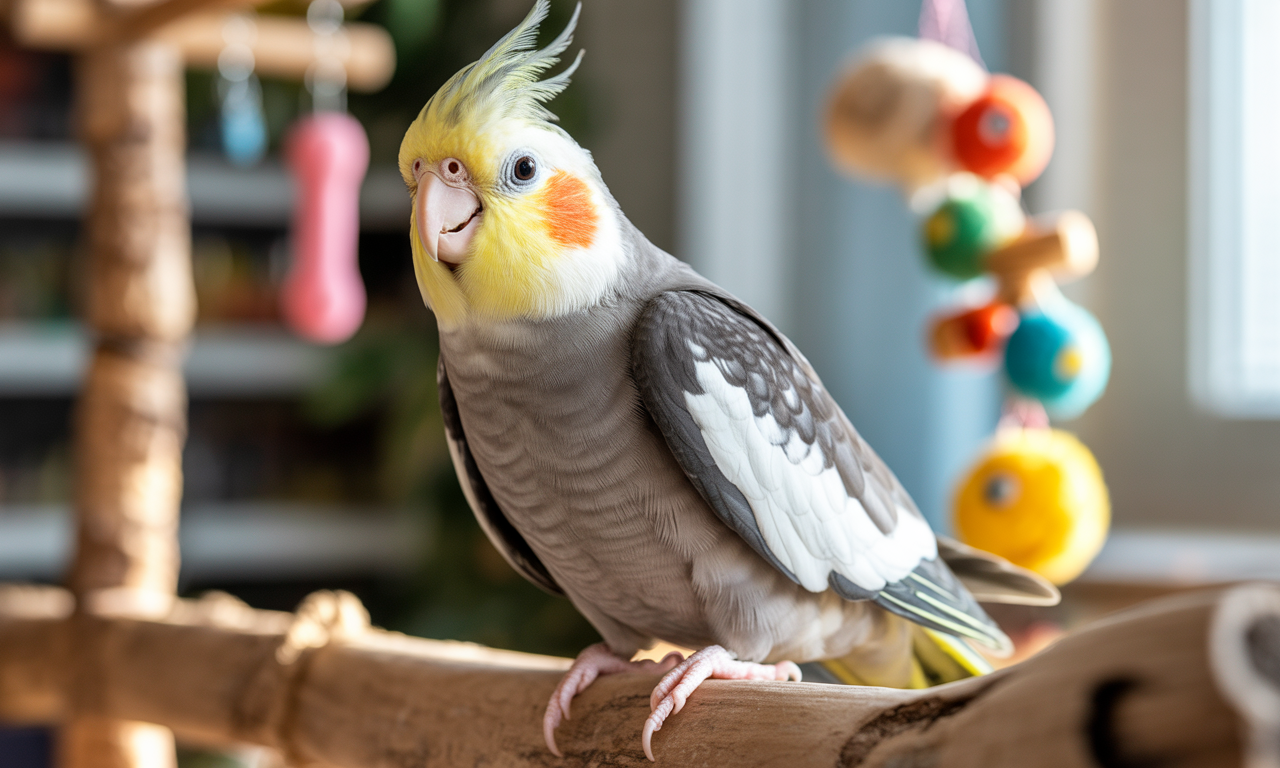 Healthy parakeet after regular bird nail beak trimming — balanced beak, smooth claws, and bright feathers.
