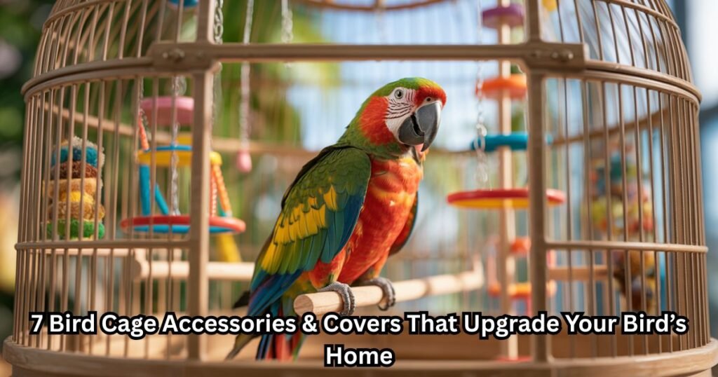 Cozy and enriched cage setup with colorful bird cage accessories