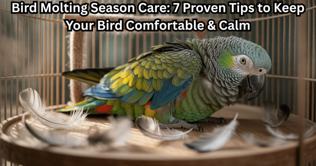 bird molting season care setup with calm environment