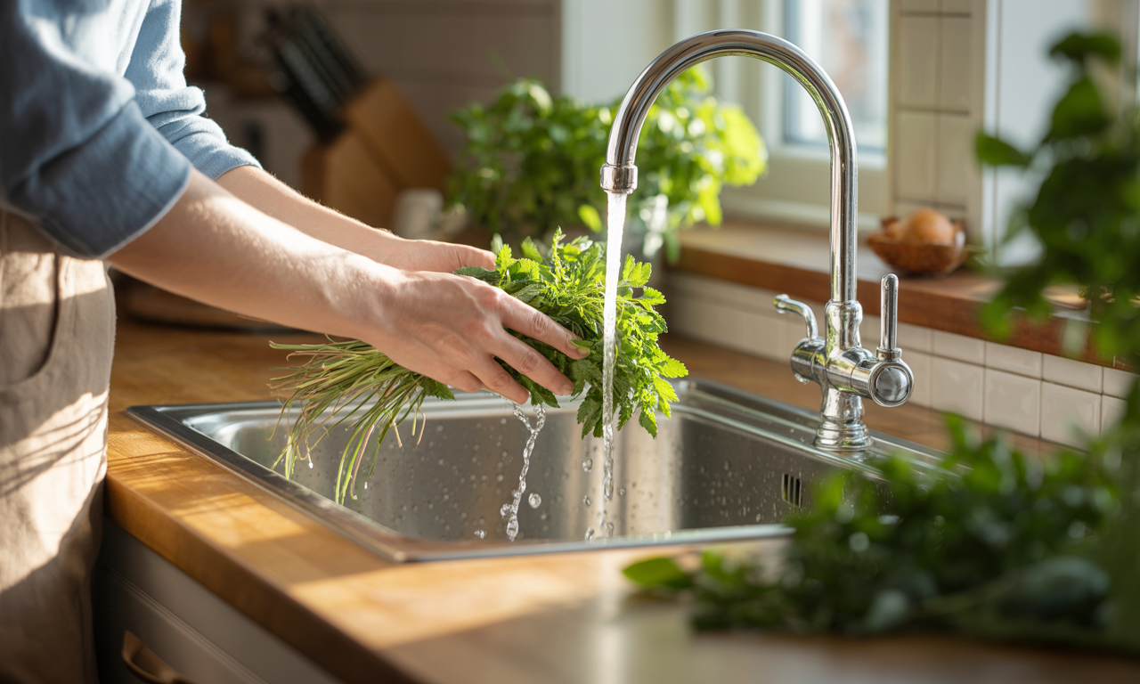 Washing herbs before feeding ensures safe herbs for birds