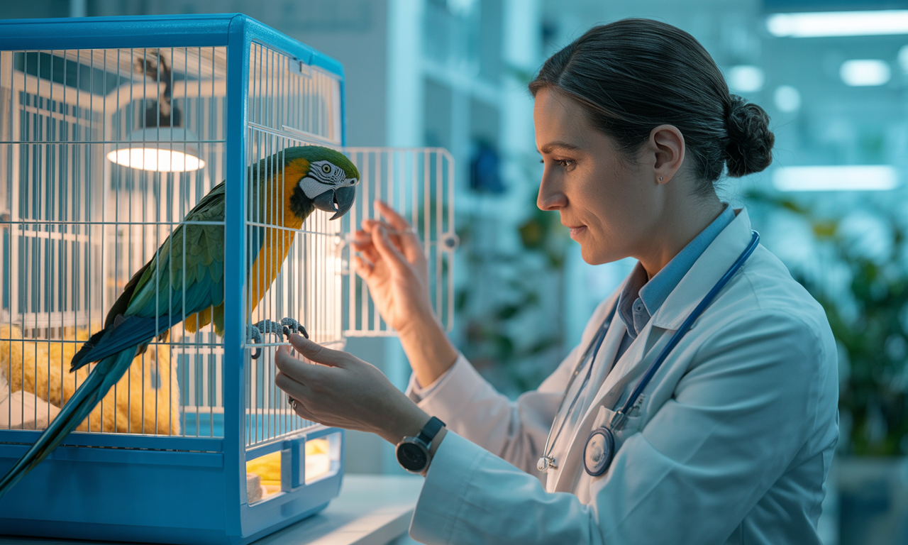 Avian vet explaining healthy bird cage placement