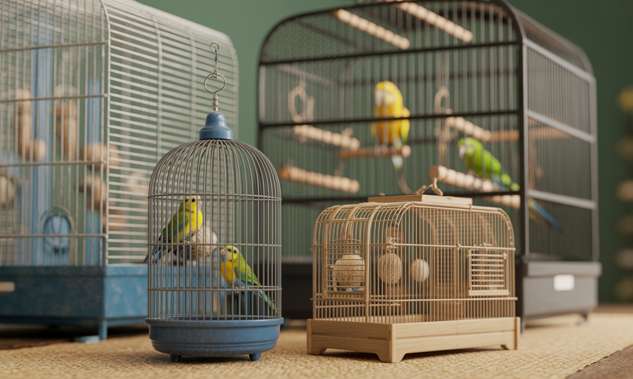 Bird cage size chart for different species – budgies to parrots.

