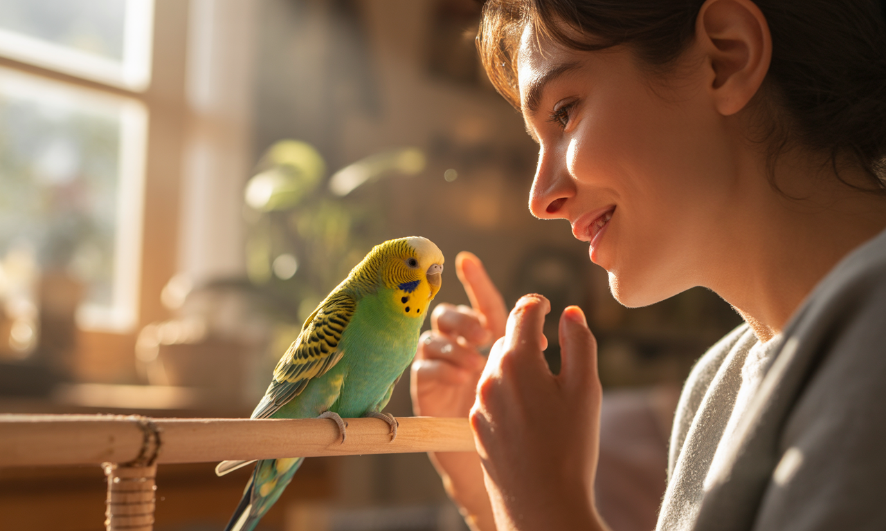 gentle interaction to calm a stressed bird