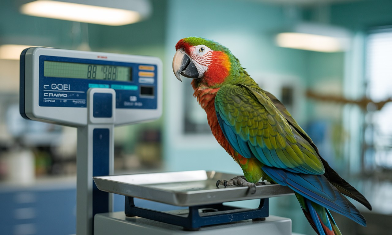 weight monitoring during annual parrot checkup
